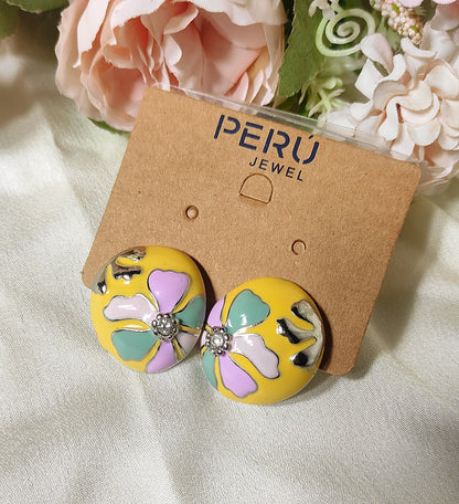 Floral Sunny Yellow Bloom Stud earrings - light weight Daily Wear for College and Office