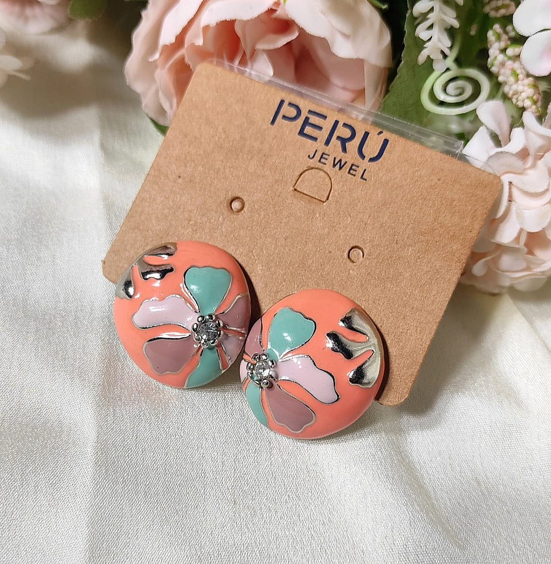 Floral Peach Petal Pop Stud earrings - light weight Daily Wear for College and Office