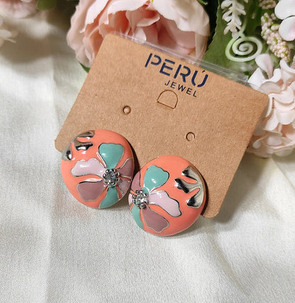 Floral Peach Petal Pop Stud earrings - light weight Daily Wear for College and Office