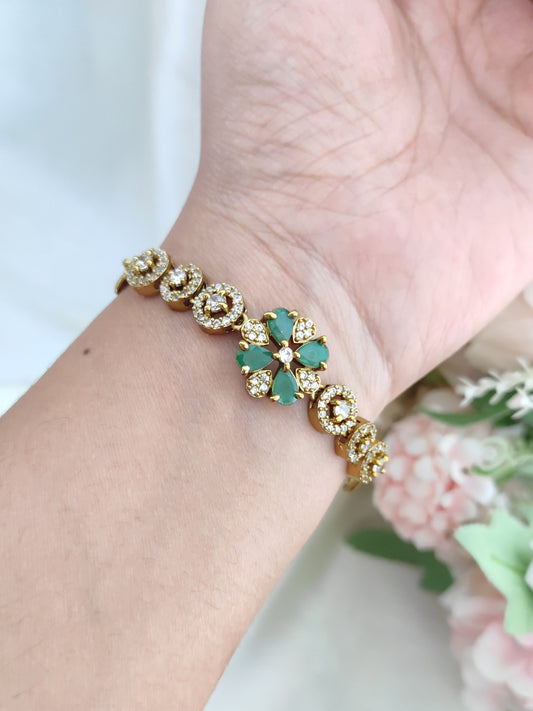 Floral emerald partywear bracelet