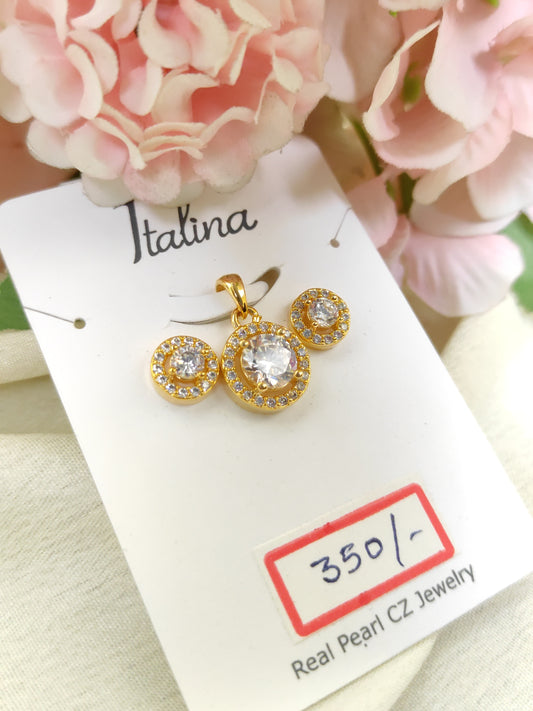 Diamonds look like Purple stone Pendant Set (small)