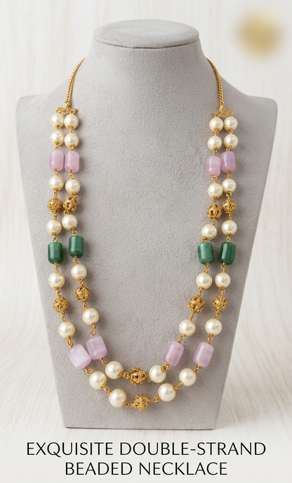 Elegant double standard beaded necklace
