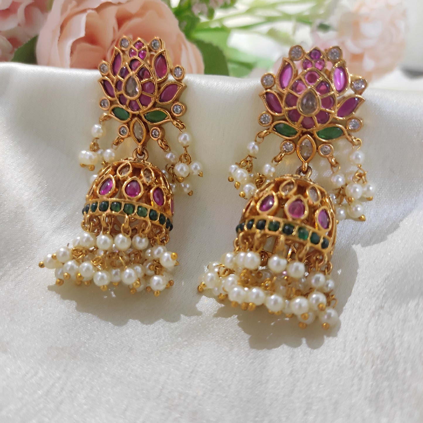 Jadau copy jhumka earrings