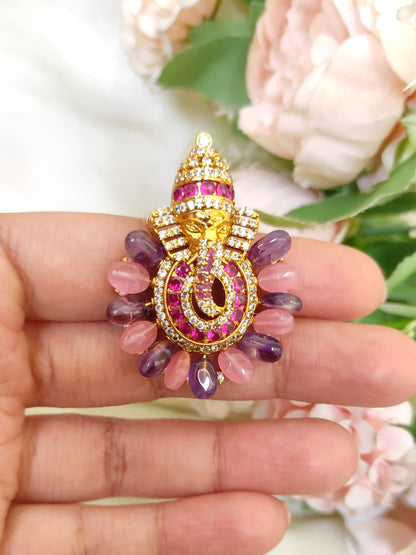 Lord Ganesh Pendant- Pink & Purple