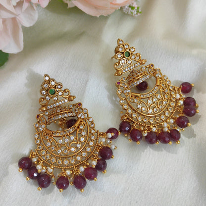 Chandbali earrings red