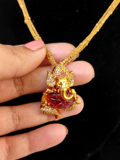 Lord Ganesh Pendant - Red
