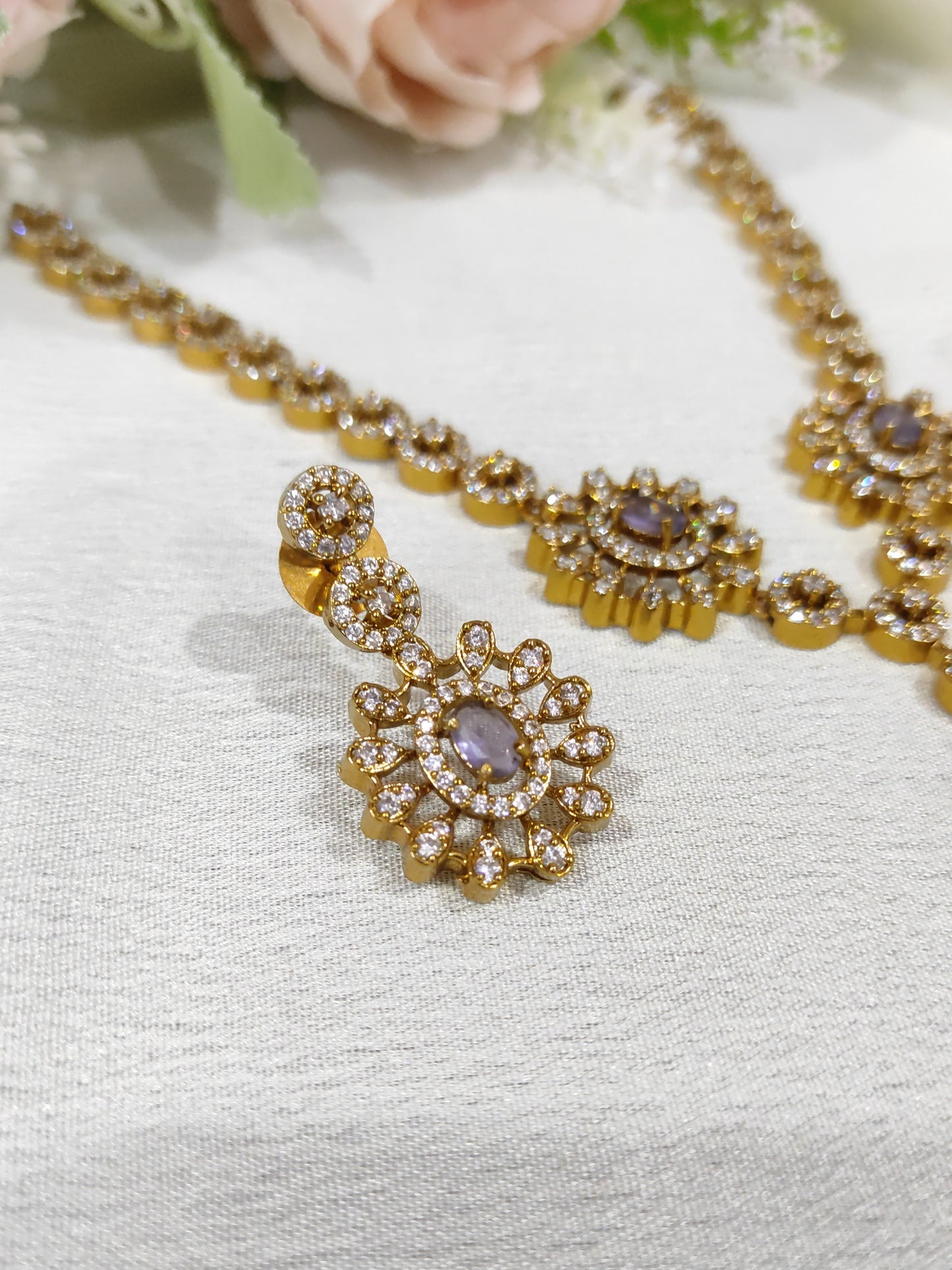 Purple colour necklace set
