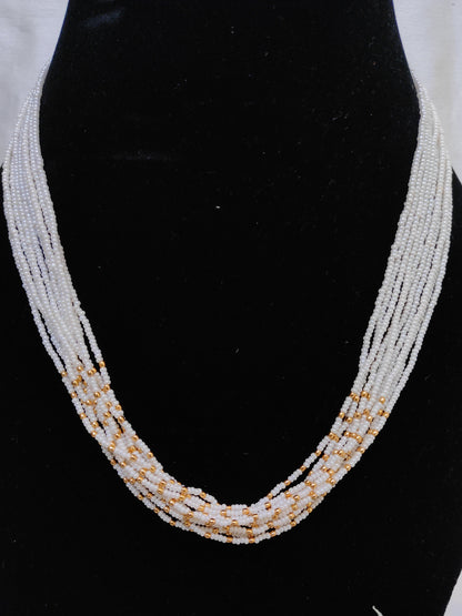 White Seed Beads Multi-Layer Chain – Elegant Daily Wear Imitation Necklace