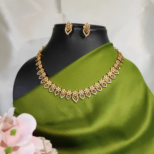 Beautiful White stone necklace set(Back chain included)