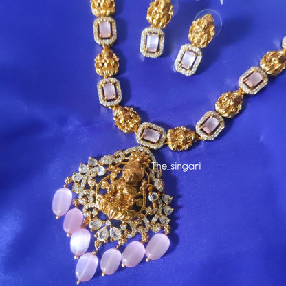 Lakshmi motif necklace set (Blush pink)