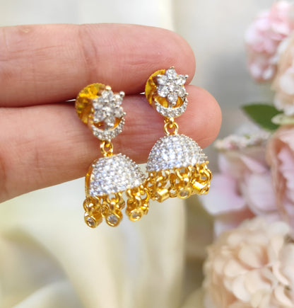 Diamond look alike jhumka earrings